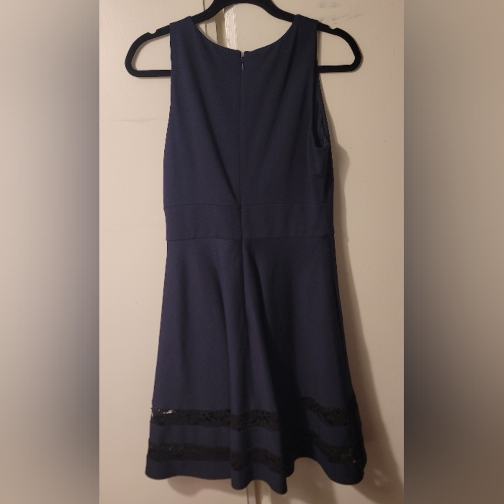 ELIZA J Dress, Dark Blue with Black Lace, Women's, Size 10